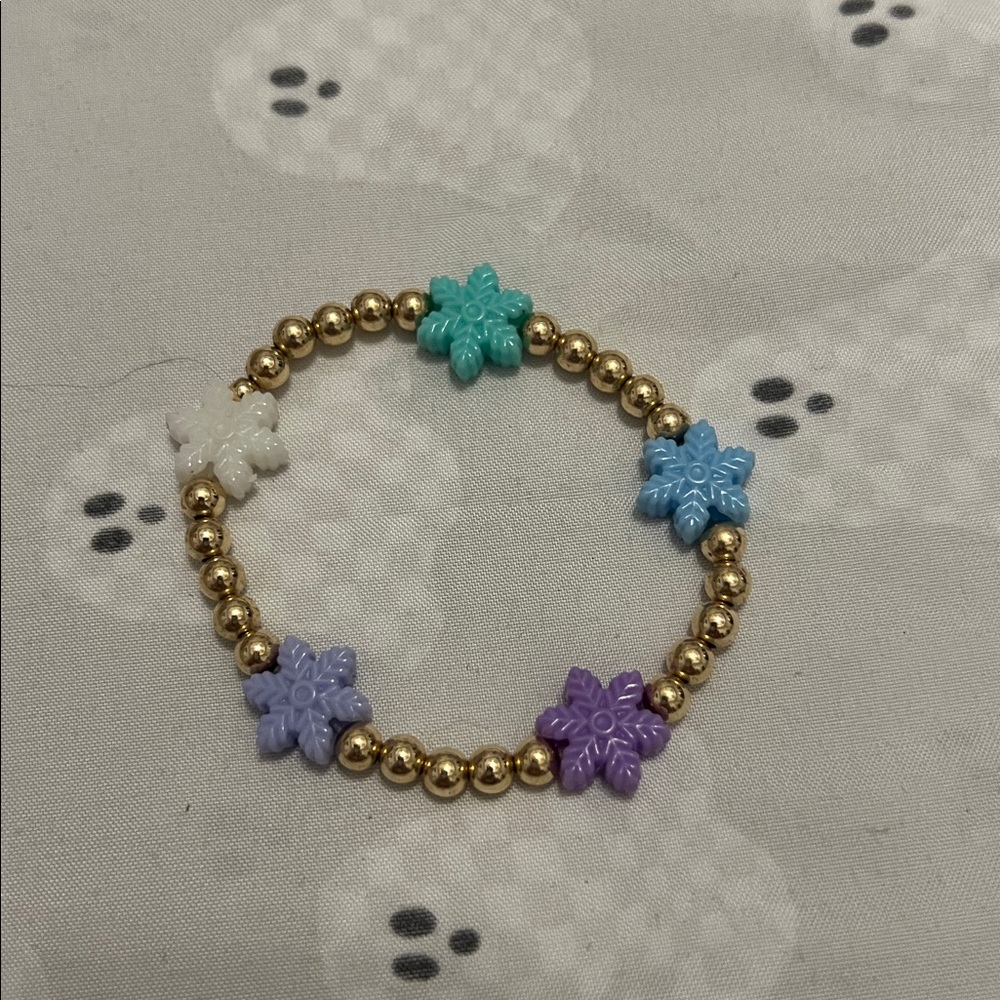 Gold Filled Beaded Bracelet with Snowflake Accents